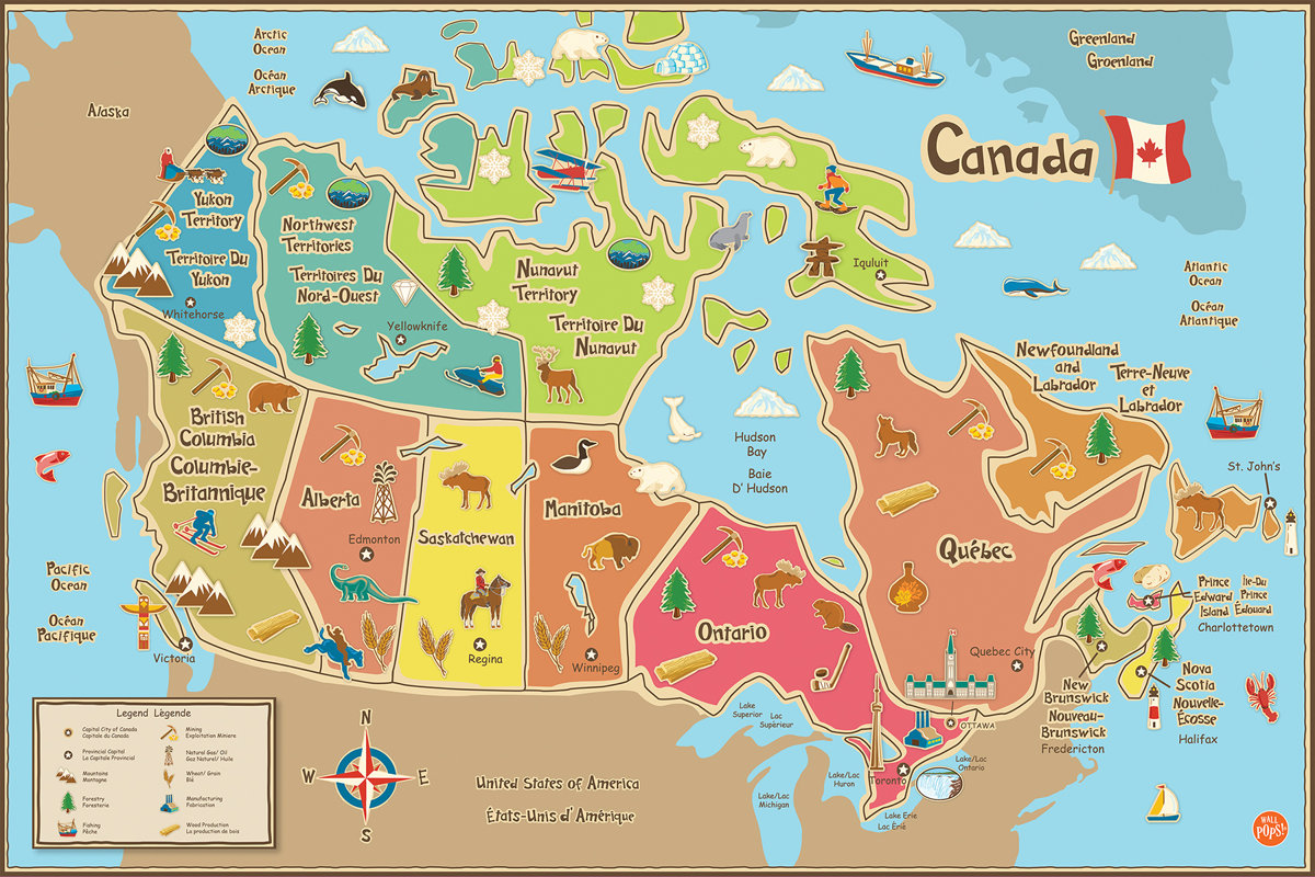 WallPops! WallPops Kids Canada Map Wall Mural & Reviews | Wayfair